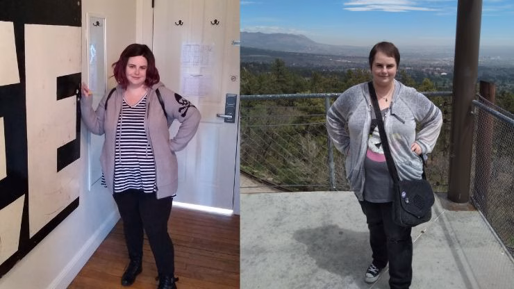 Photo of me in 2020 and 2021 before starting the carnivore diet, struggling with PCOS-related weight gain and symptoms.